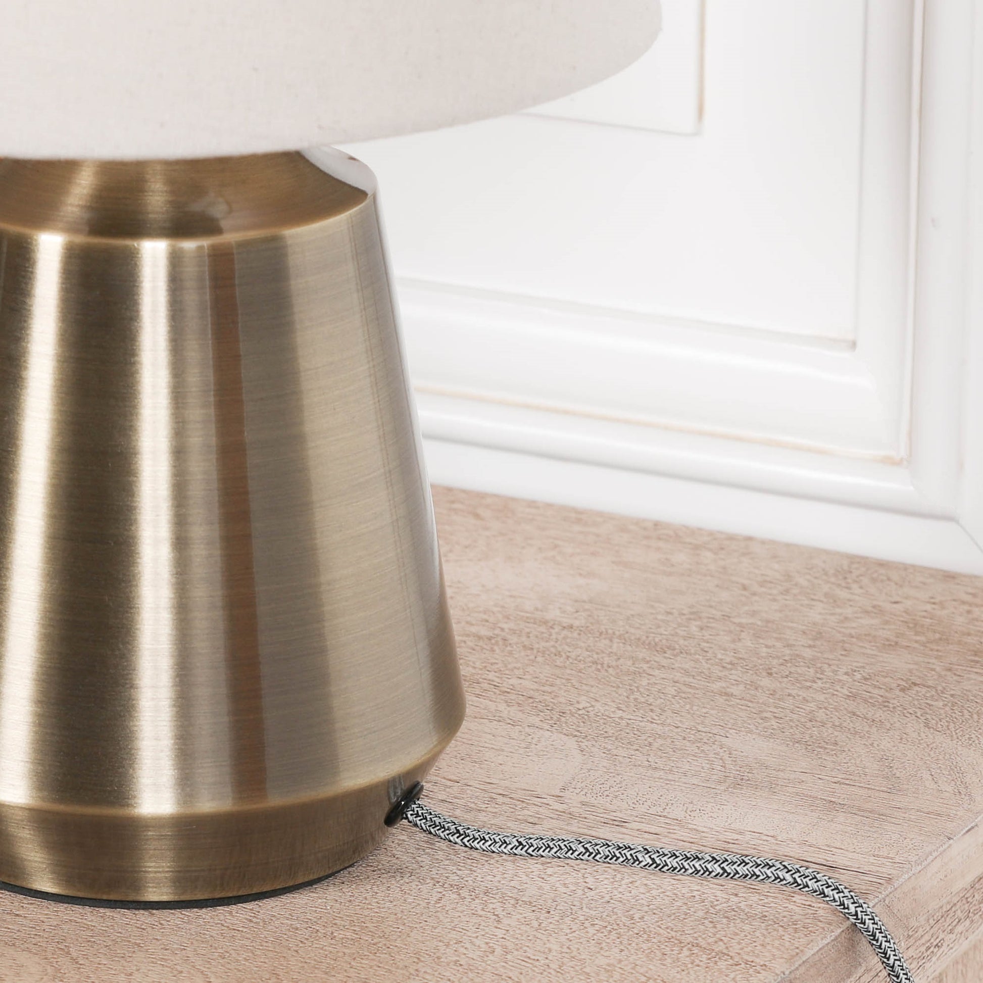 Satin Brass Metal 35cm Bedside Table Lamp with Shade Side Table CasaFenix