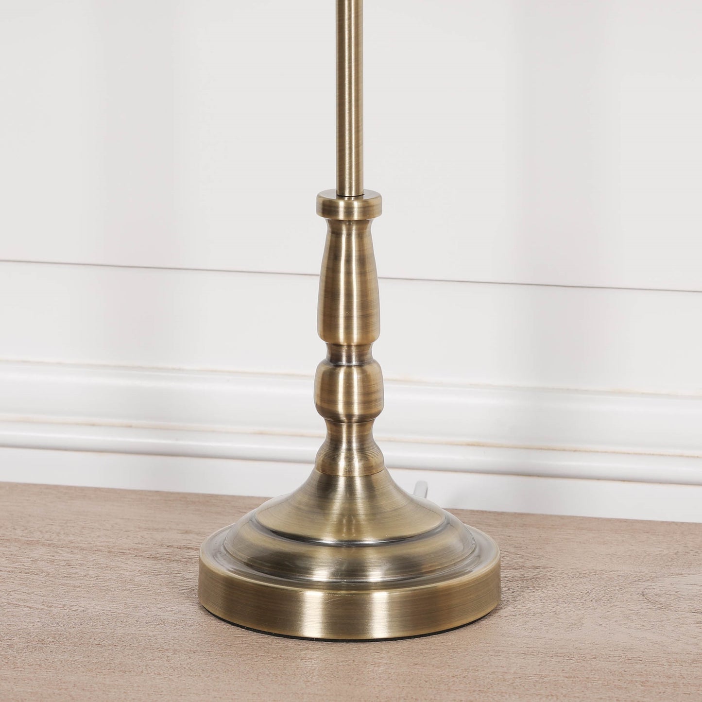 Classical Satin Brass Candlestick Metal Table Lamp with Shade Side Table CasaFenix