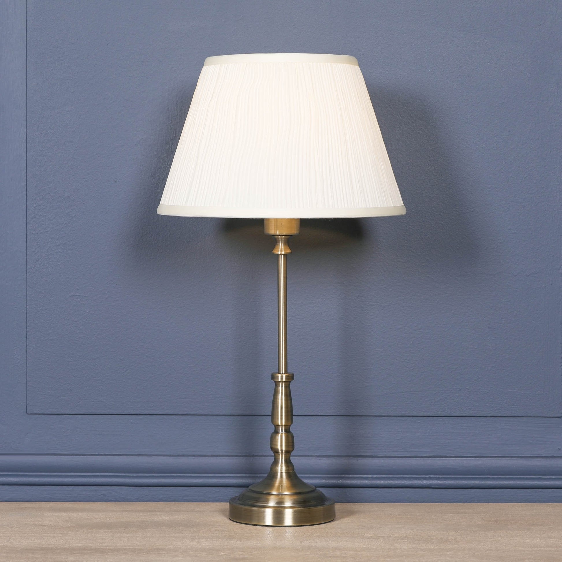 Classical Satin Brass Candlestick Metal Table Lamp with Shade Side Table CasaFenix