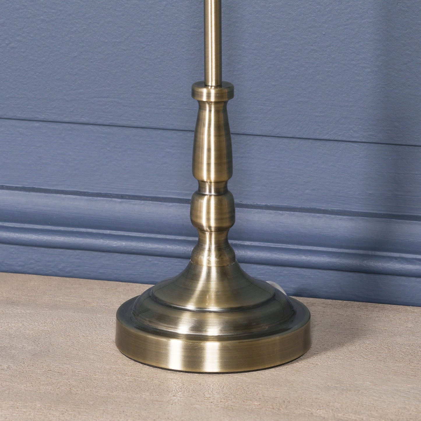 Classical Satin Brass Candlestick Metal Table Lamp with Shade Side Table CasaFenix