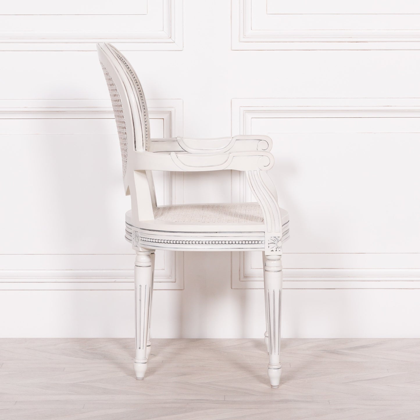 Off White Chateau Rattan Dining / Bedroom Arm Chair CasaFenix