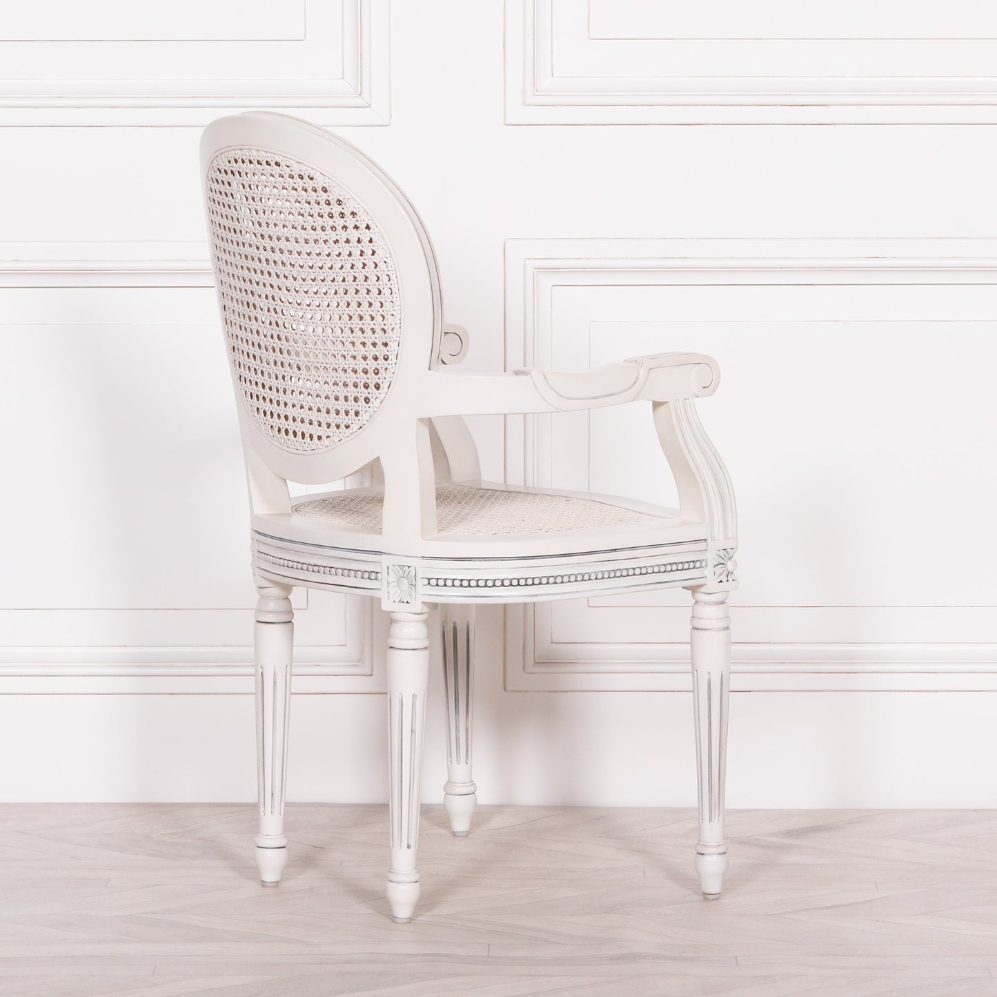 Off White Chateau Rattan Dining / Bedroom Arm Chair CasaFenix