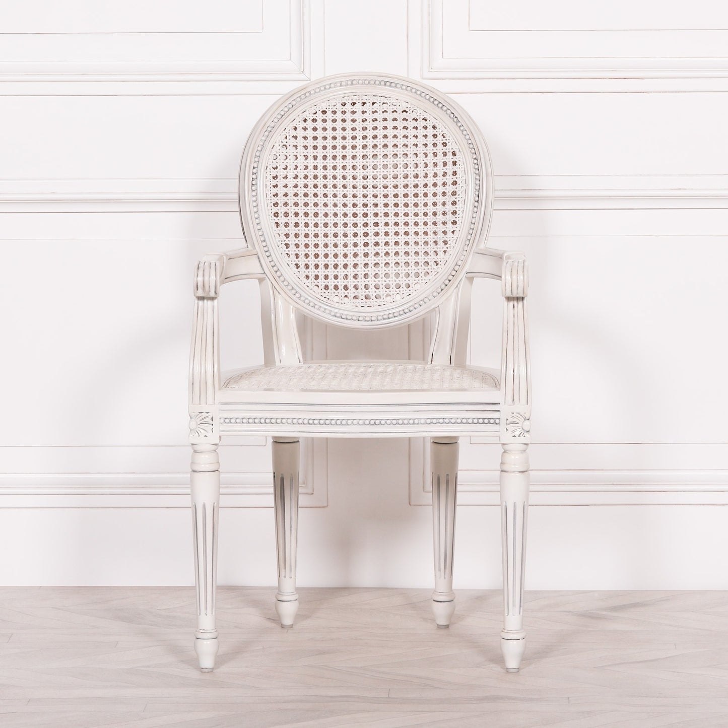 Off White Chateau Rattan Dining / Bedroom Arm Chair CasaFenix