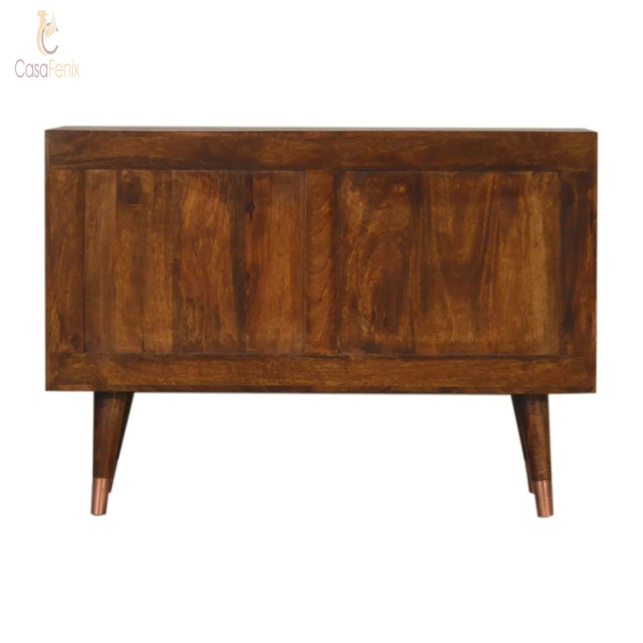 Manila Copper 3 Drawer 1 Metal Door Sideboard Chestnut finish Solid Mango Wood - CasaFenix