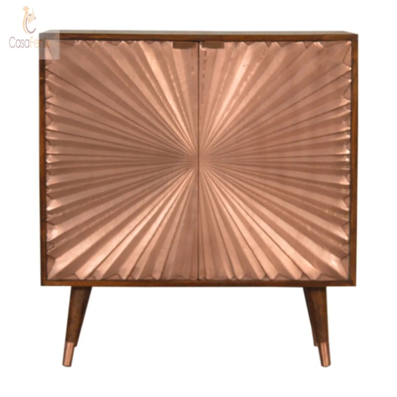 Manila Copper Cabinet 2 Metal Fronted Door Storage Cupboard Nordic Design - CasaFenix