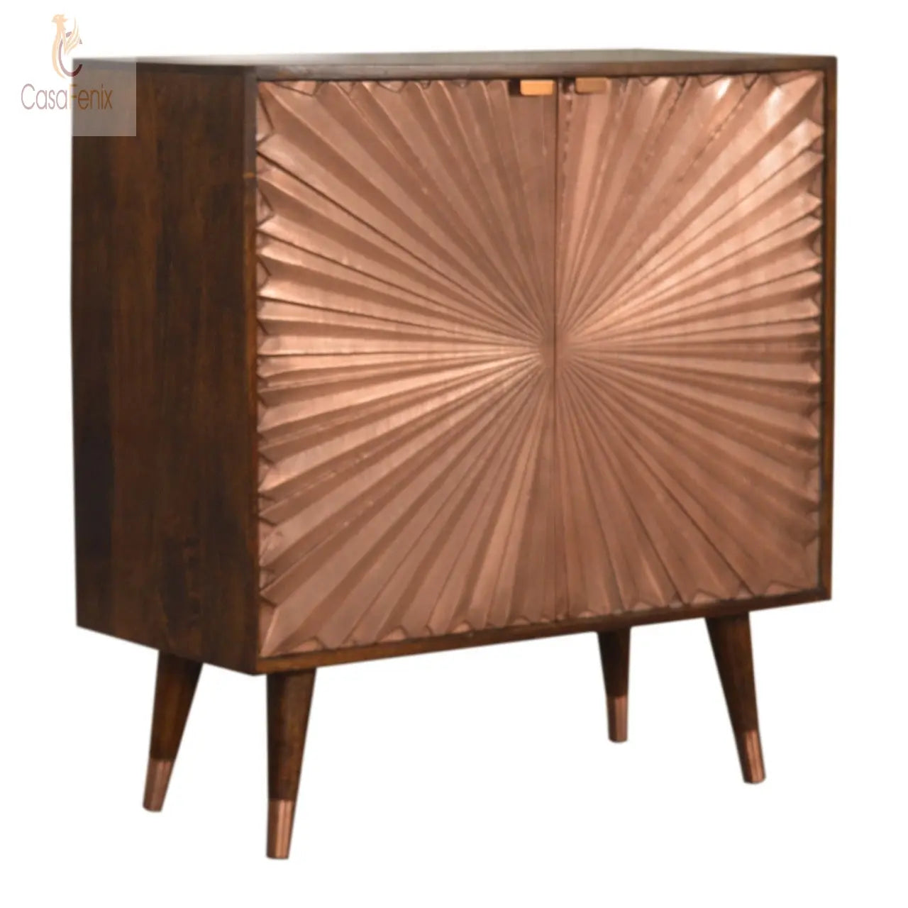 Manila Copper Cabinet 2 Metal Fronted Door Storage Cupboard Nordic Design - CasaFenix