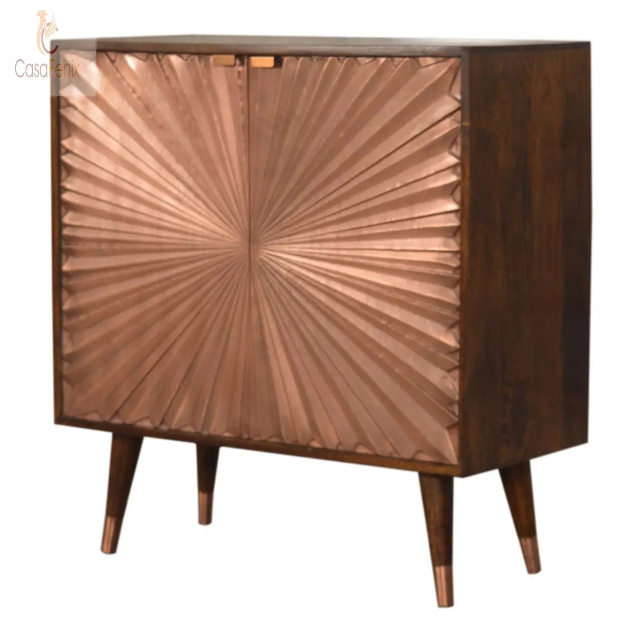 Manila Copper Cabinet 2 Metal Fronted Door Storage Cupboard Nordic Design - CasaFenix