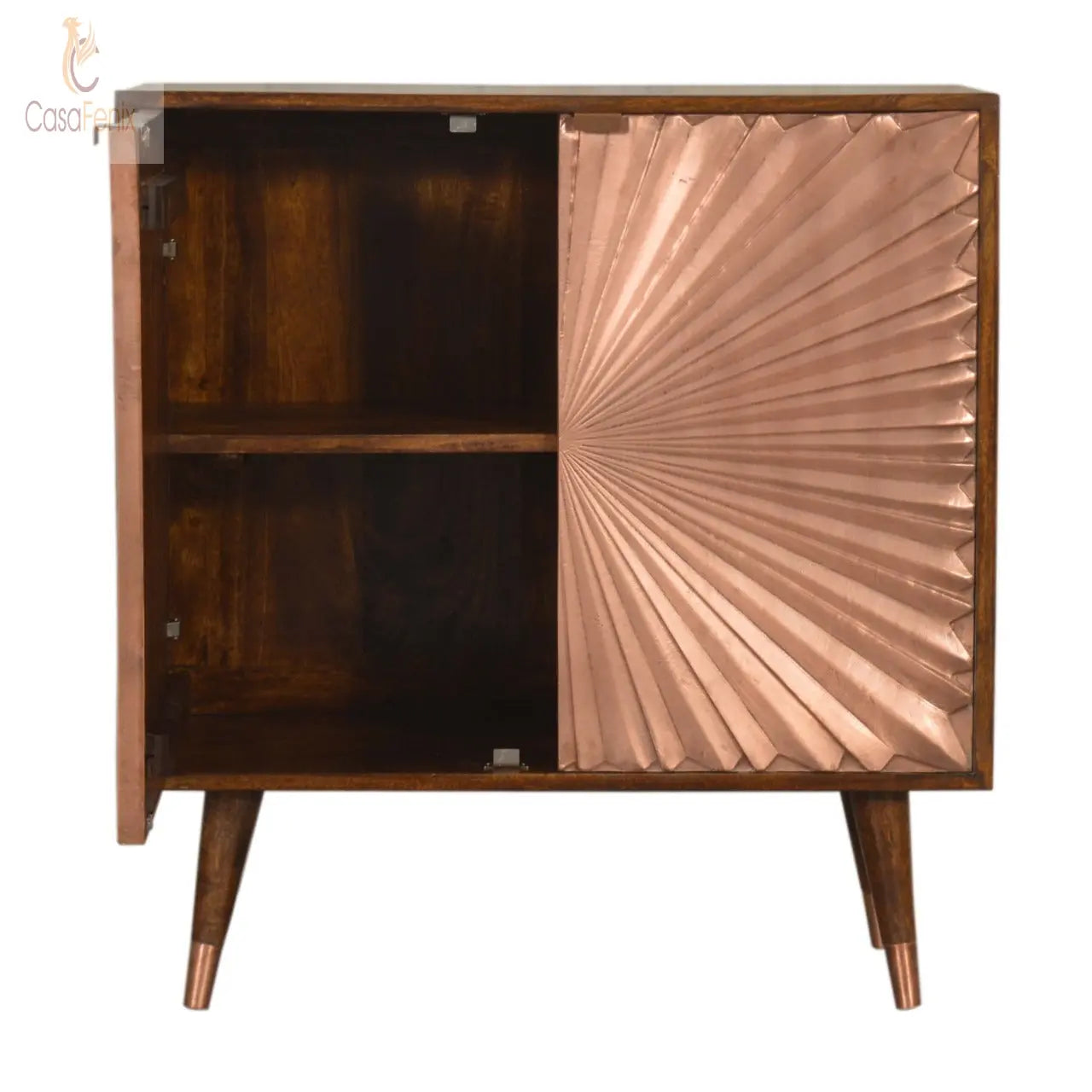 Manila Copper Cabinet 2 Metal Fronted Door Storage Cupboard Nordic Design - CasaFenix