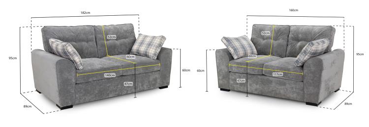 Maxwell Plush Velvet Fabric Sofa in Grey 1, 2, 3 Seat, 4 Seat Corner Settee & Footstool Sofa CasaFenix