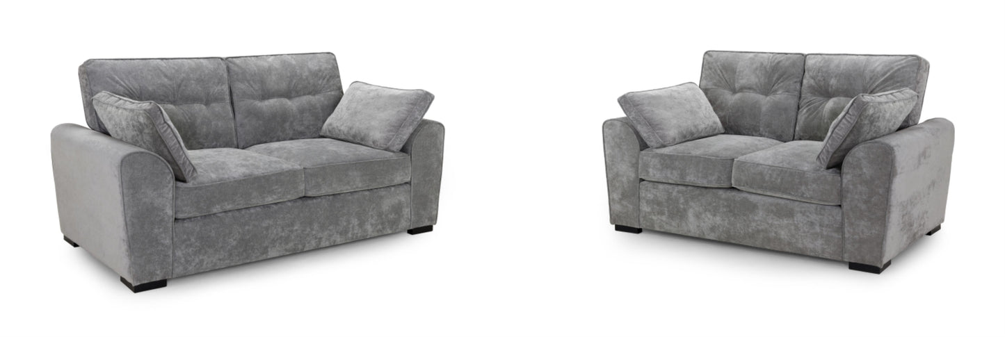 Maxwell Plush Velvet Fabric Sofa in Grey 1, 2, 3 Seat, 4 Seat Corner Settee & Footstool Sofa CasaFenix