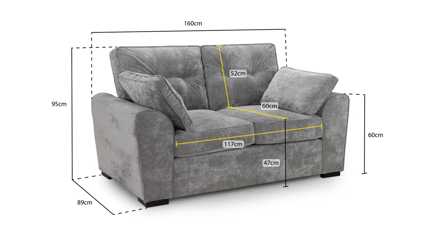 Maxwell Plush Velvet Fabric Sofa in Grey 1, 2, 3 Seat, 4 Seat Corner Settee & Footstool Sofa CasaFenix