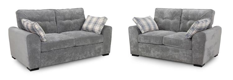 Maxwell Plush Velvet Fabric Sofa in Grey 1, 2, 3 Seat, 4 Seat Corner Settee & Footstool Sofa CasaFenix