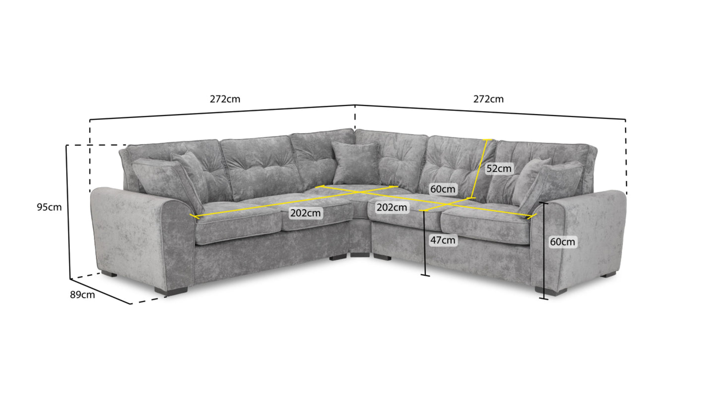 Maxwell Plush Velvet Fabric Sofa in Grey 1, 2, 3 Seat, 4 Seat Corner Settee & Footstool Sofa CasaFenix