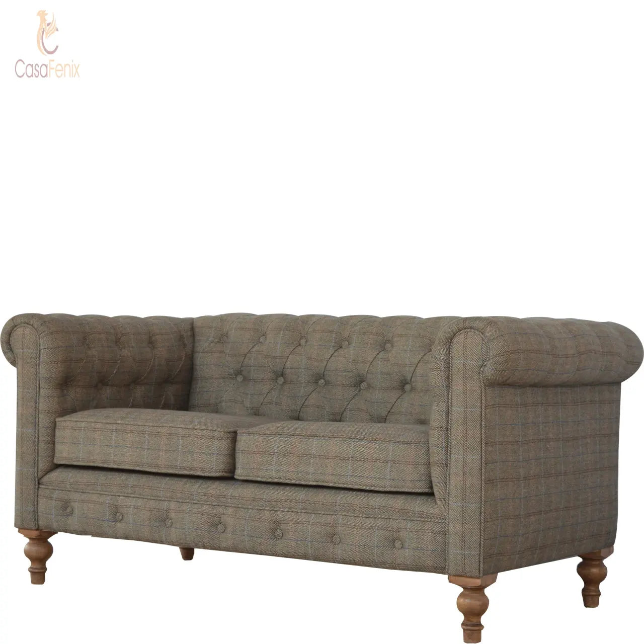 Multi Tweed 2 Seater Chesterfield Sofa - CasaFenix