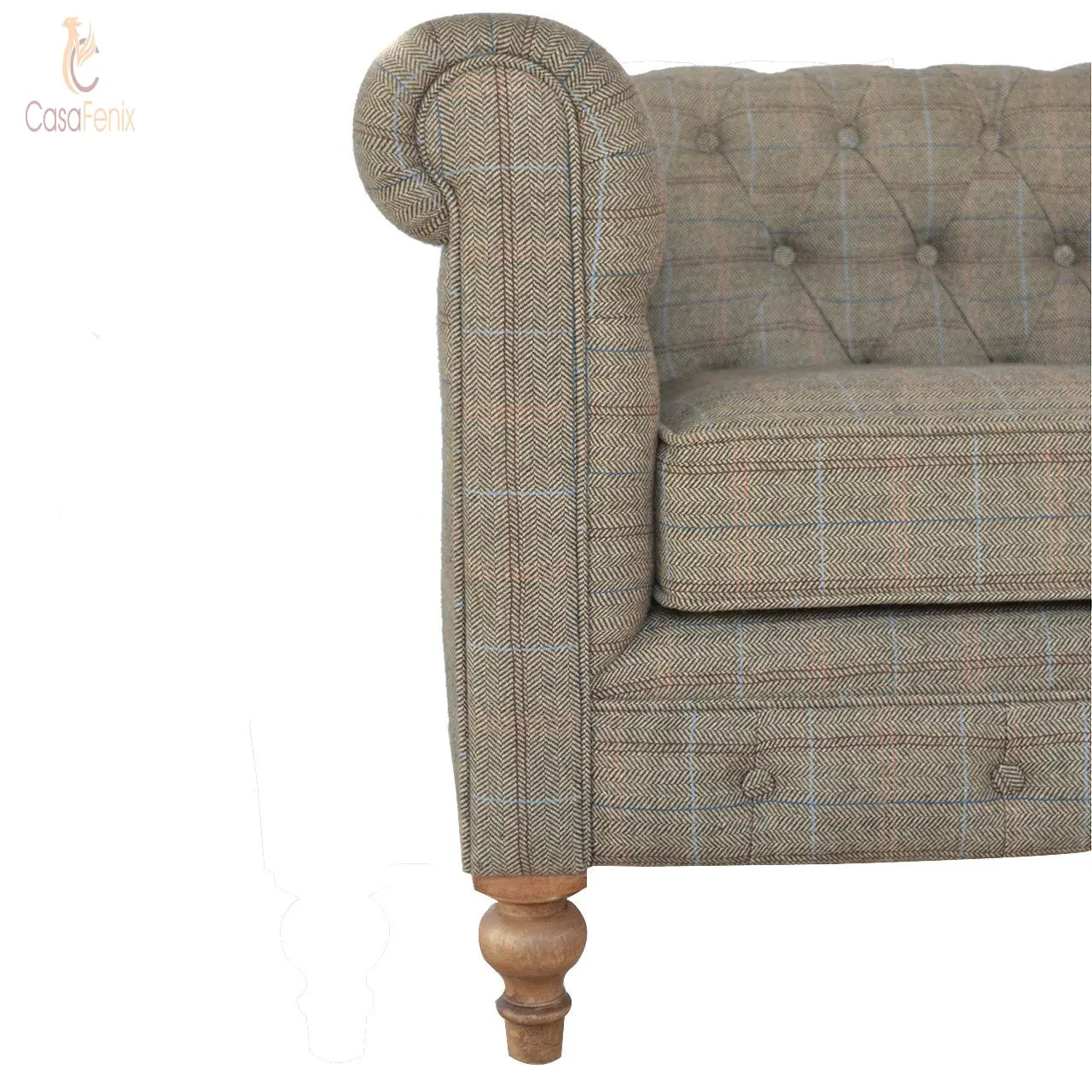 Multi Tweed 2 Seater Chesterfield Sofa - CasaFenix