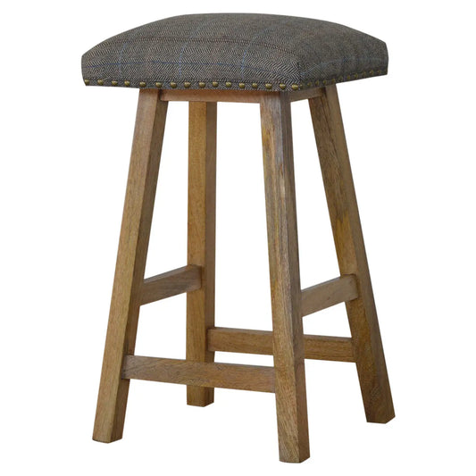 Multi Tweed Bar Stool 100% solid mango wood - CasaFenix