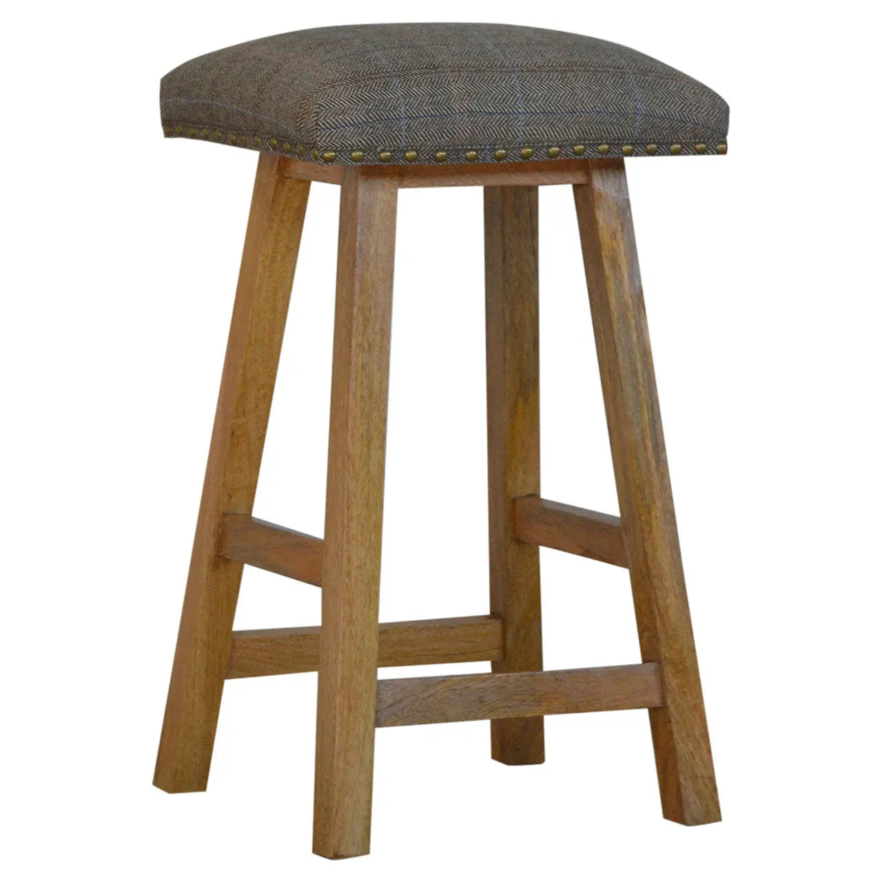 Multi Tweed Bar Stool 100% solid mango wood - CasaFenix