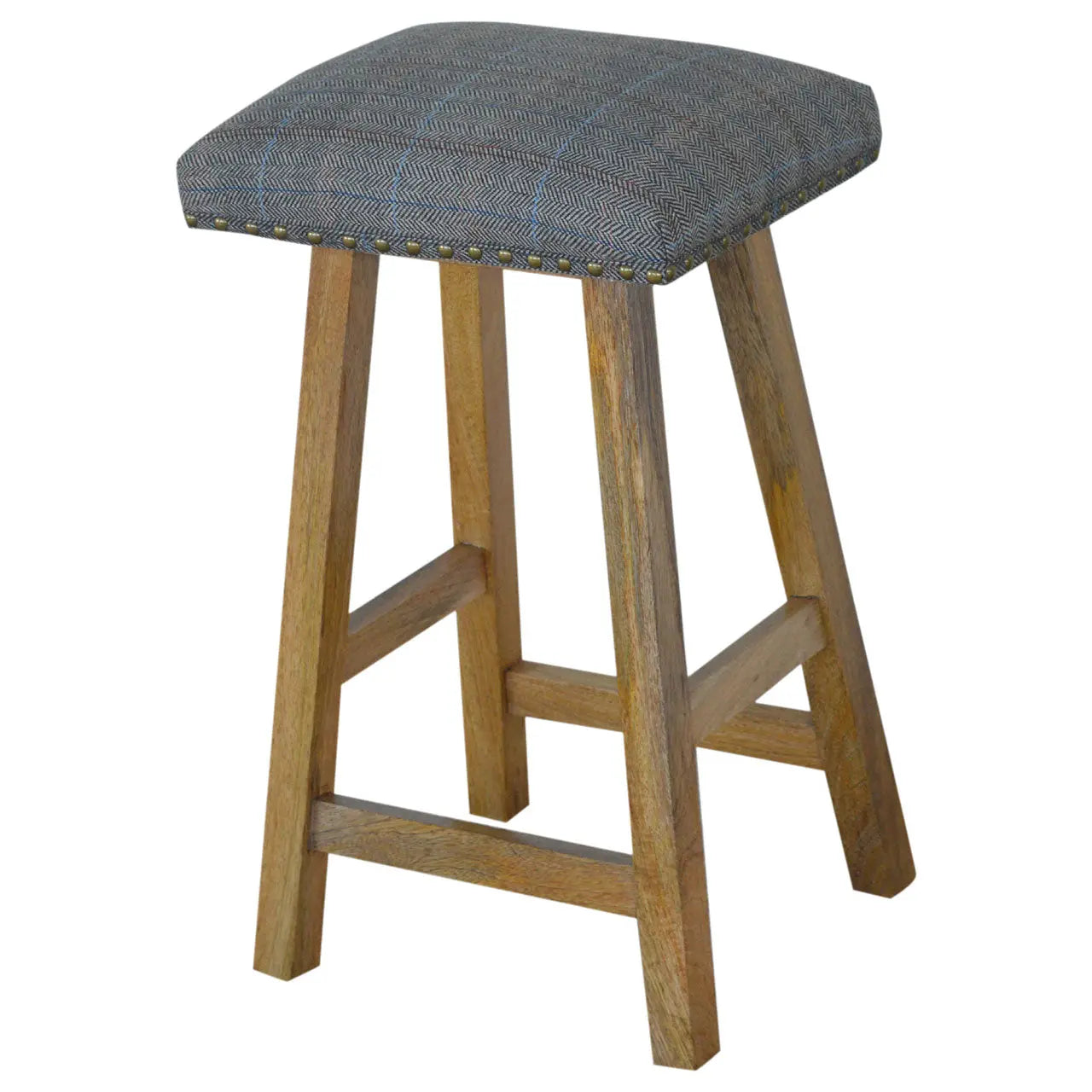 Multi Tweed Bar Stool 100% solid mango wood - CasaFenix