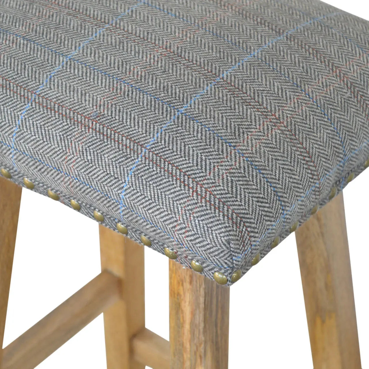 Multi Tweed Bar Stool 100% solid mango wood - CasaFenix