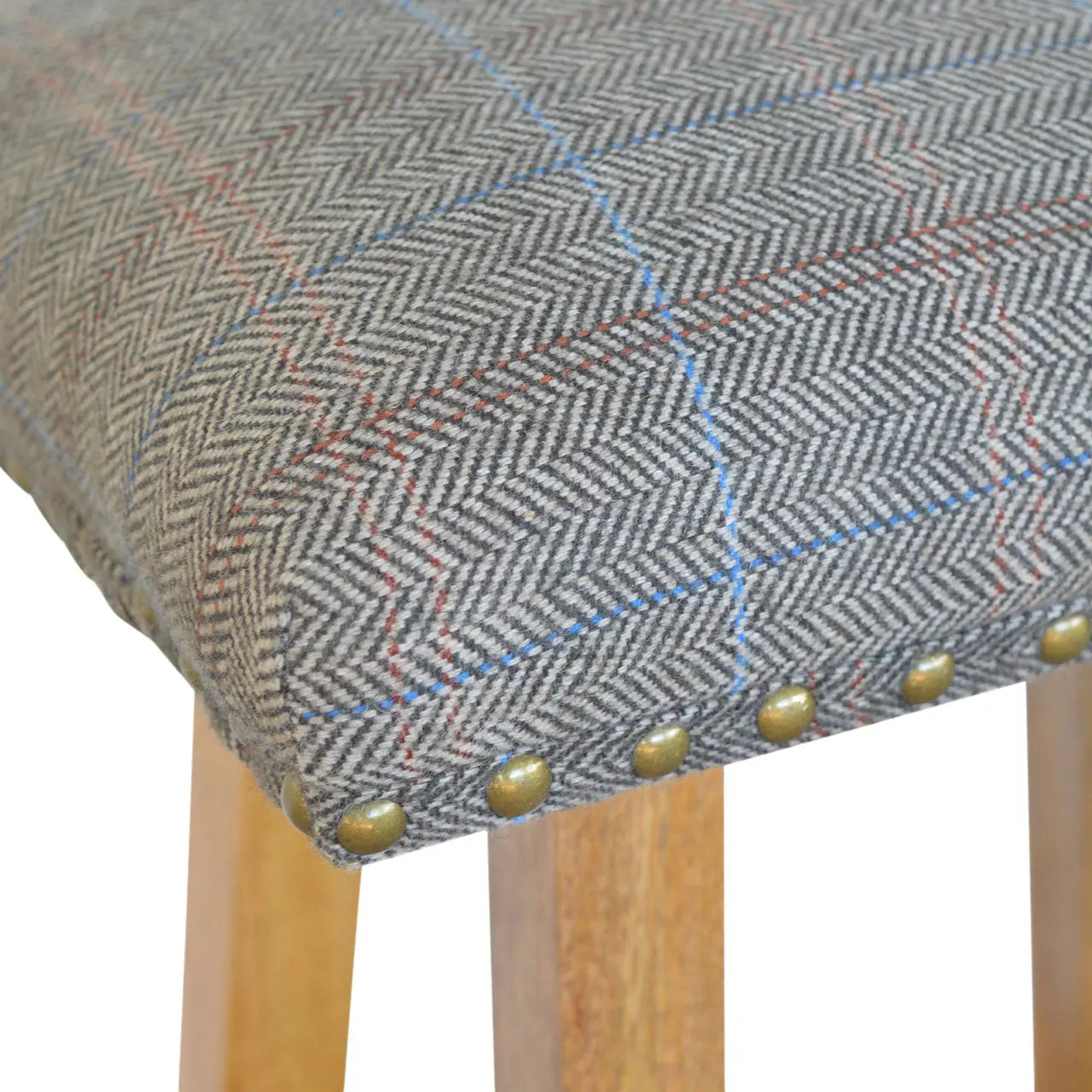 Multi Tweed Bar Stool 100% solid mango wood - CasaFenix