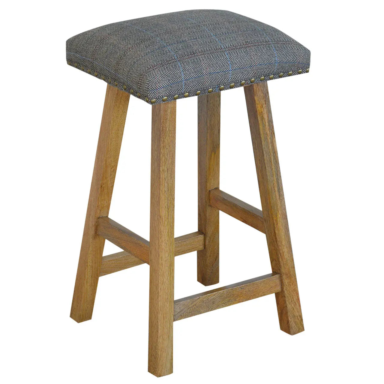 Multi Tweed Bar Stool 100% solid mango wood - CasaFenix