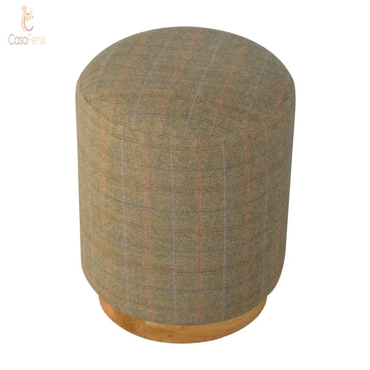 Multi Tweed Round Footstool - CasaFenix