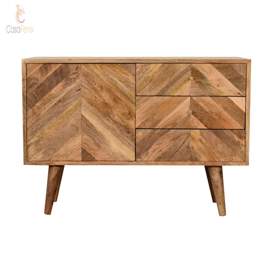 Muna Sideboard 1 Door 3 Drawer Solid Mango Wood in a Nordic Style - CasaFenix