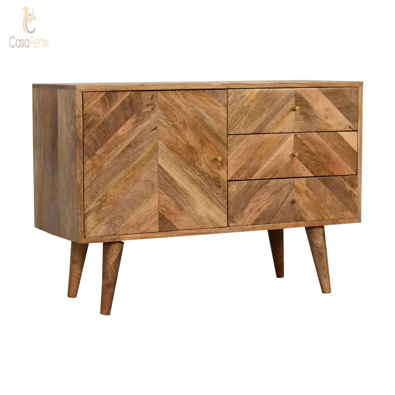 Muna Sideboard 1 Door 3 Drawer Solid Mango Wood in a Nordic Style - CasaFenix