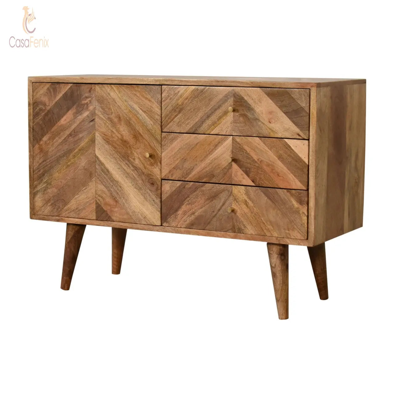 Muna Sideboard 1 Door 3 Drawer Solid Mango Wood in a Nordic Style - CasaFenix