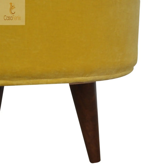 Mustard Velvet Nordic Style Footstool stools CasaFenix