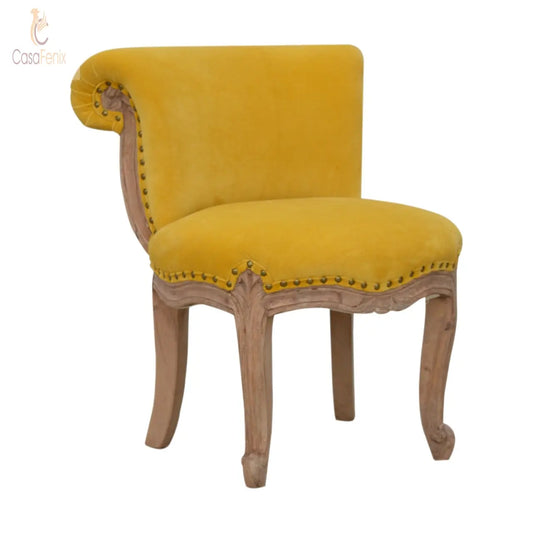 Mustard Velvet Studded Bedroom Chair Chairs CasaFenix