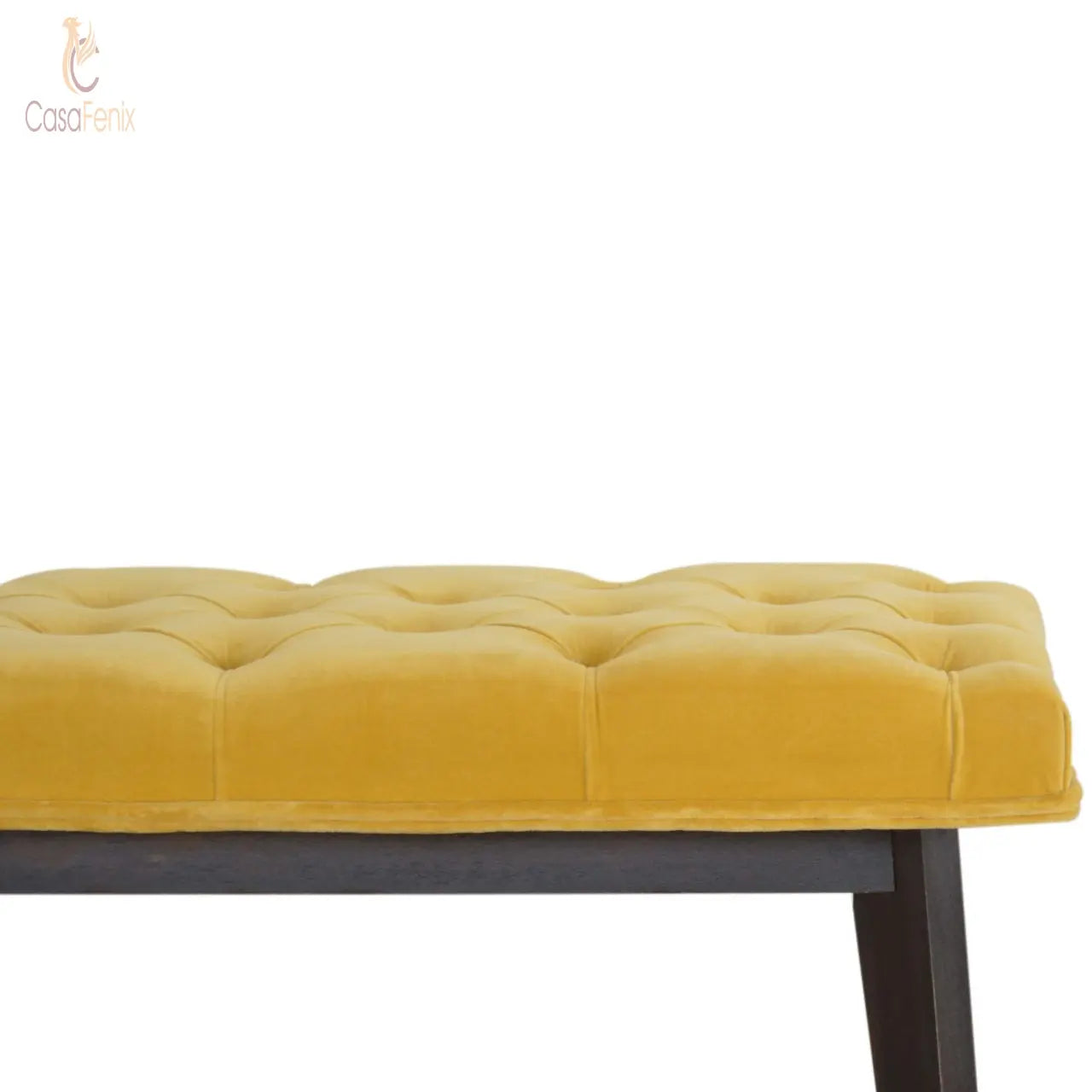 Mustard Yellow Velvet Hallway Upholstered Bench - CasaFenix