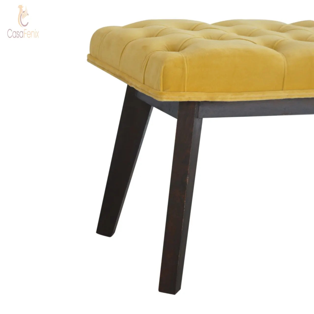 Mustard Yellow Velvet Hallway Upholstered Bench - CasaFenix