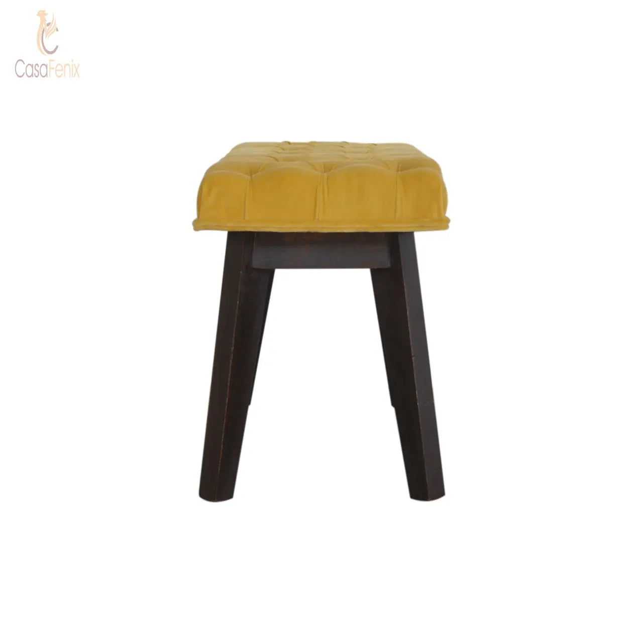 Mustard Yellow Velvet Hallway Upholstered Bench - CasaFenix