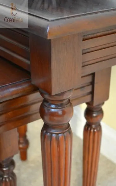 Nest of 2 Tables Column Range Solid Mahogany Coffee Table Column Georgian Collection - CasaFenix