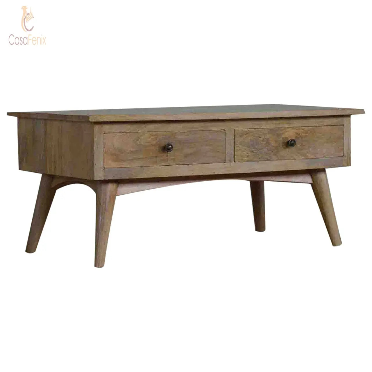 Nordic Style 2 Drawer Coffee Table 100% Mango Wood - CasaFenix