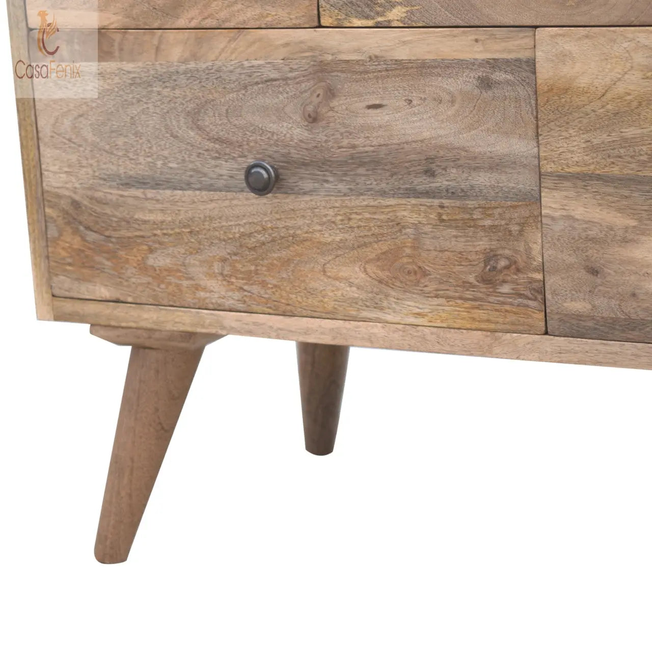 Nordic Style Multi Drawer Media Unit 100% solid mango wood, with a smooth oak-ish finish - CasaFenix