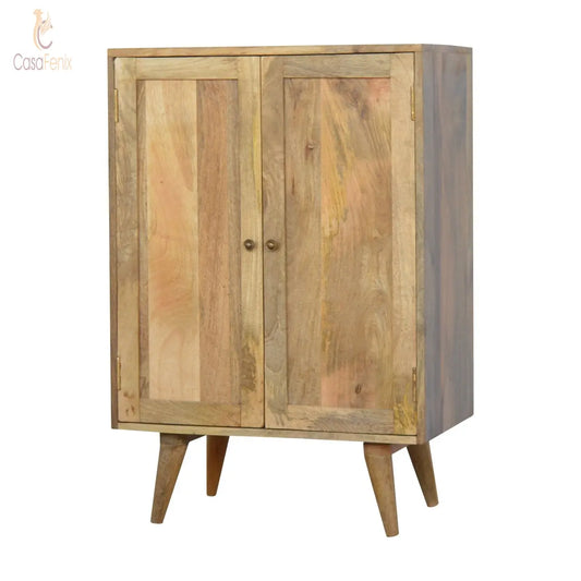 Nordic Style Wine Cabinet Drinks Cupboard Glass Storage Solid Wood - CasaFenix