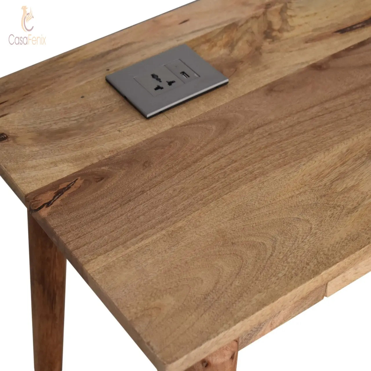 Nordic Style Writing Desk with 2 Drawers and Laptop Desk. 3 pin plug socket and USB port - CasaFenix