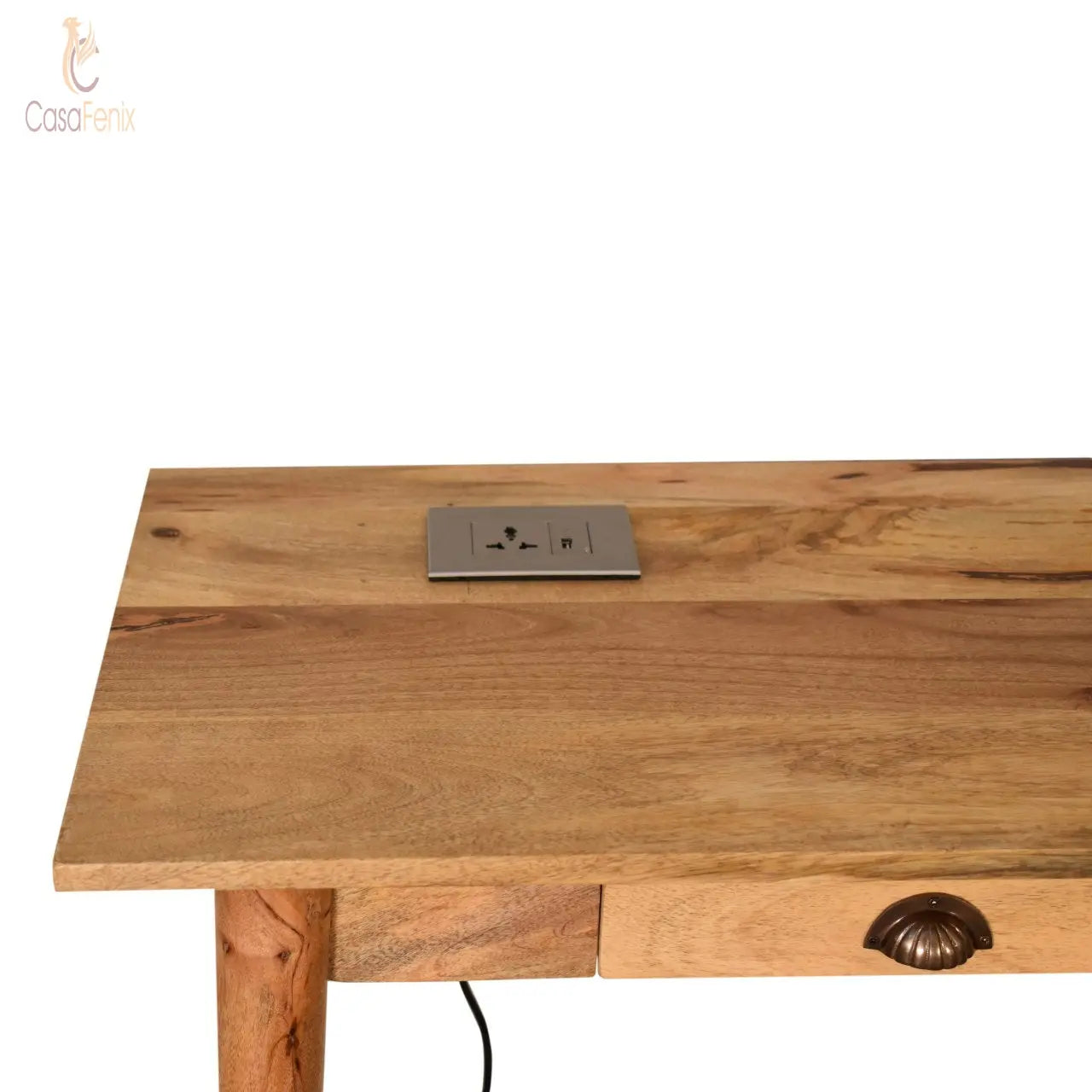 Nordic Style Writing Desk with 2 Drawers and Laptop Desk. 3 pin plug socket and USB port - CasaFenix