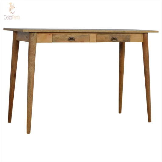 Nordic Style Writing Desk with 2 Small Drawers Solid Mango Wood - CasaFenix