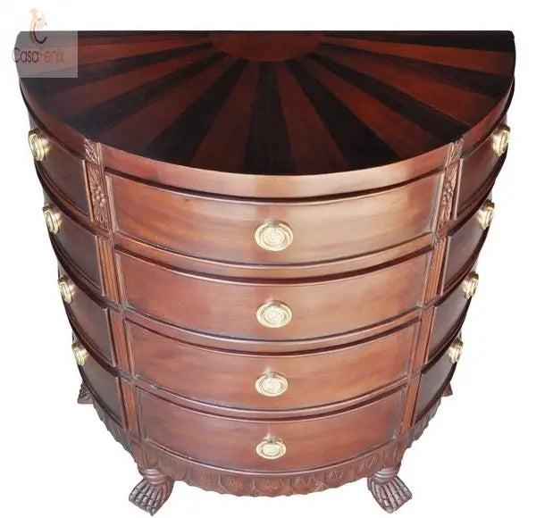 Traditional Sunburst Chest of 12 Drawers Solid Mahogany Bedroom / Office CasaFenix