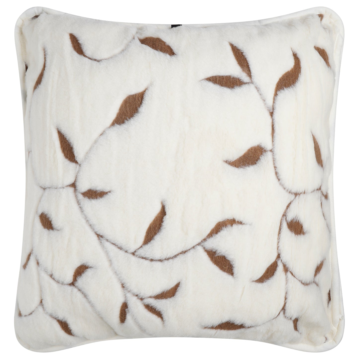 100% Merino Wool Pillow - Leaf Pattern Cream / White - CasaFenix