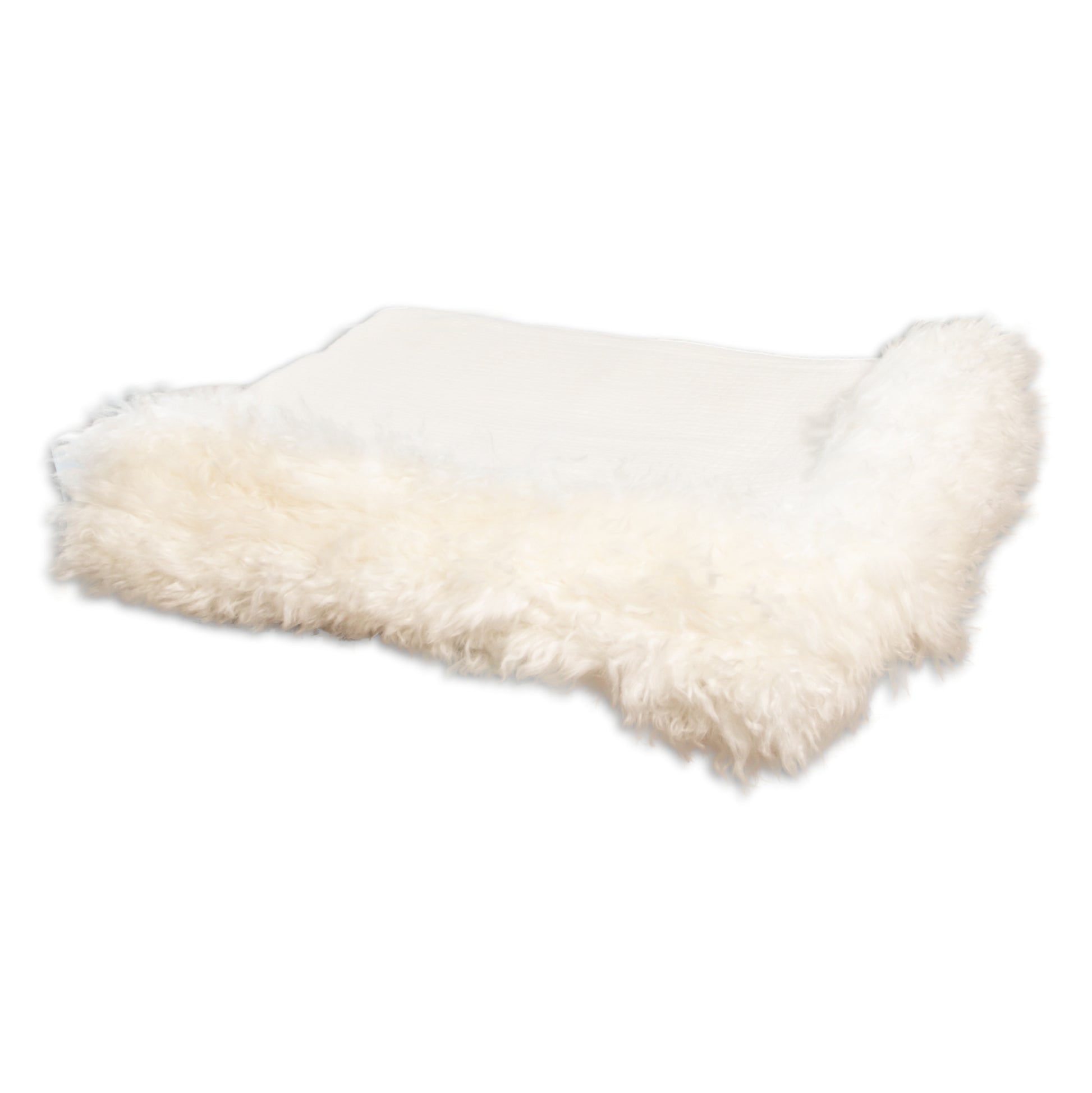 White Linen Blanket Sheepskin Trim 140 x 180cm - CasaFenix