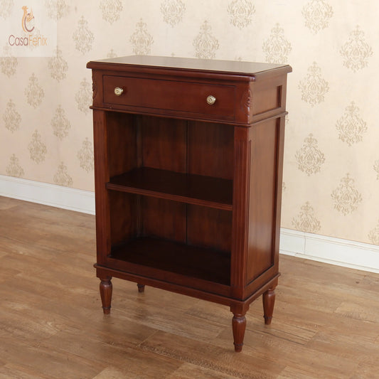 Petite Solid Mahogany Victorian Bookcase 1 Fixed Shelf & 1 Drawer CasaFenix