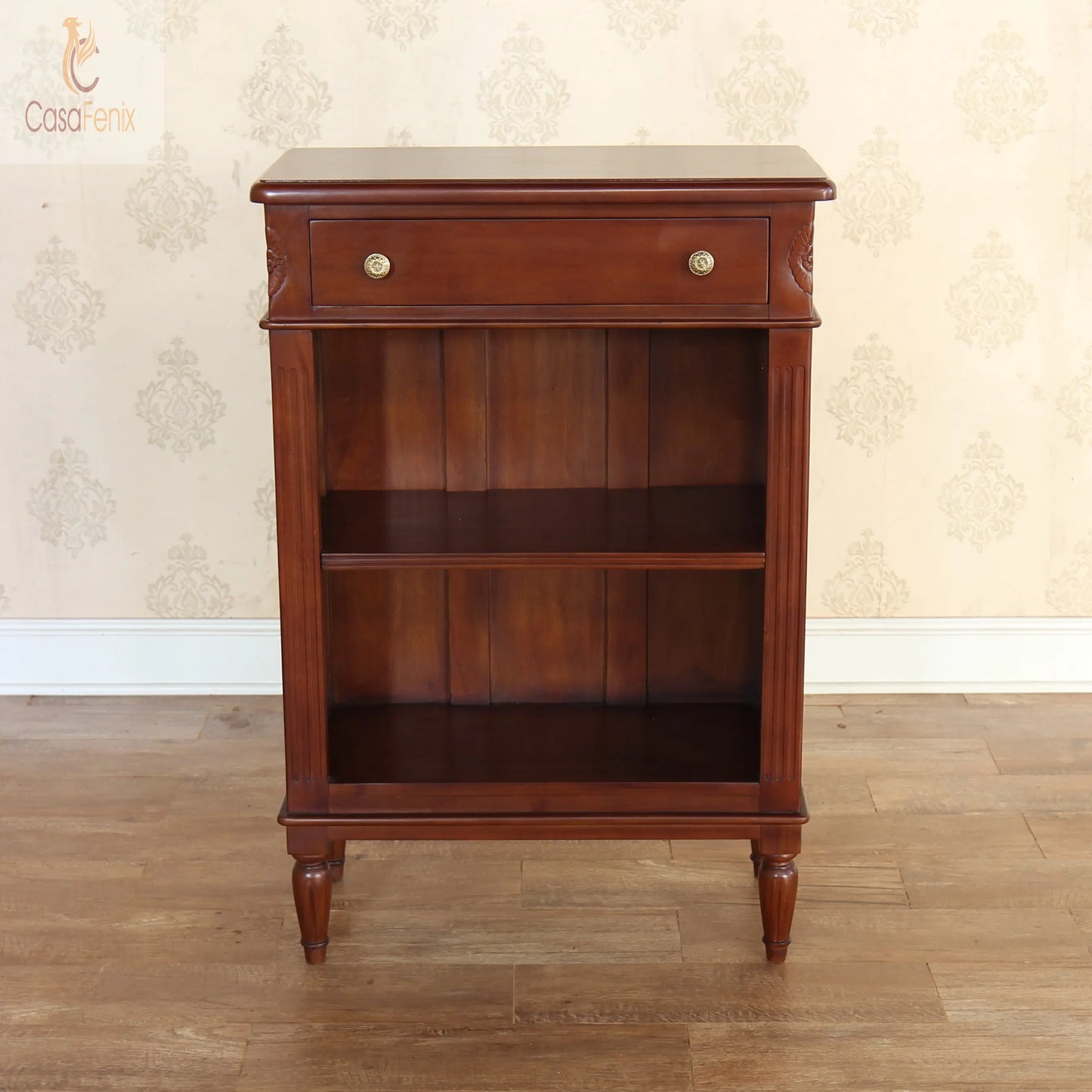 Petite Solid Mahogany Victorian Bookcase 1 Fixed Shelf & 1 Drawer CasaFenix
