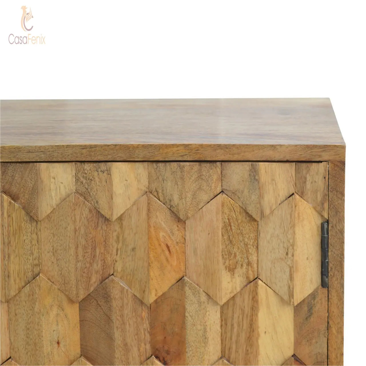 Pineapple Carved 3 Door Nordin Oak-ish Cabinet - CasaFenix