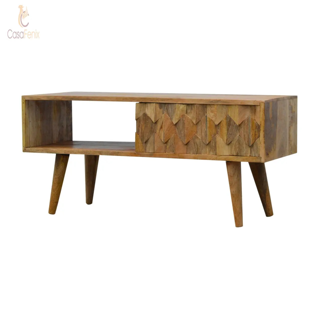 Pineapple Carved Media Unit with Sliding Door TV Stand - CasaFenix