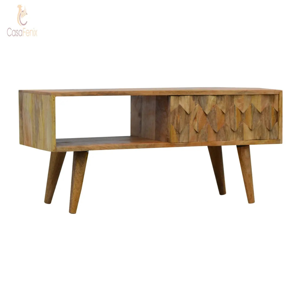 Pineapple Carved Media Unit with Sliding Door TV Stand - CasaFenix