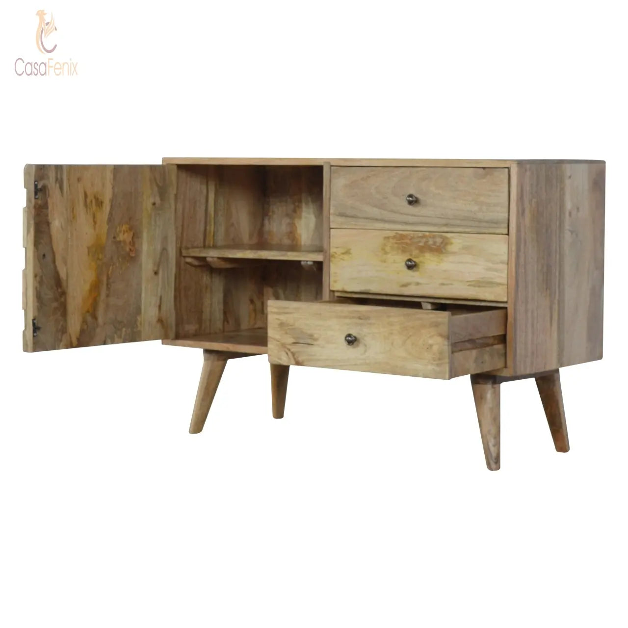 Pineapple Carved Sideboard 1 Door 3 Drawer - CasaFenix